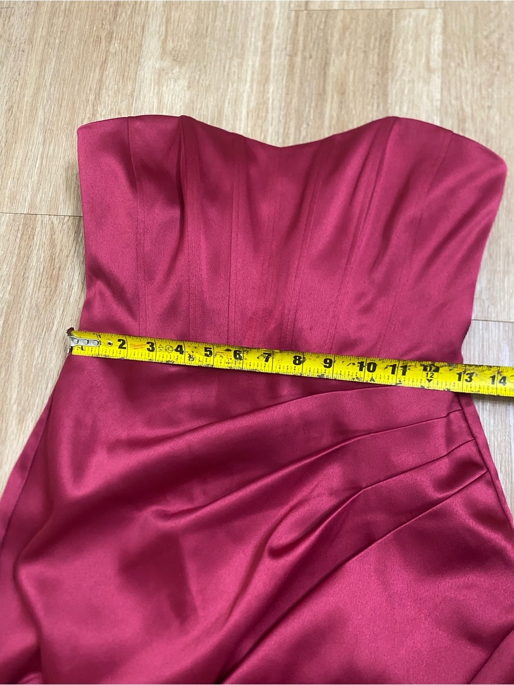 Tia Dorraine Strapless Satin Sweetheart Mini Dress in Burgundy - Picture 7 of 8
